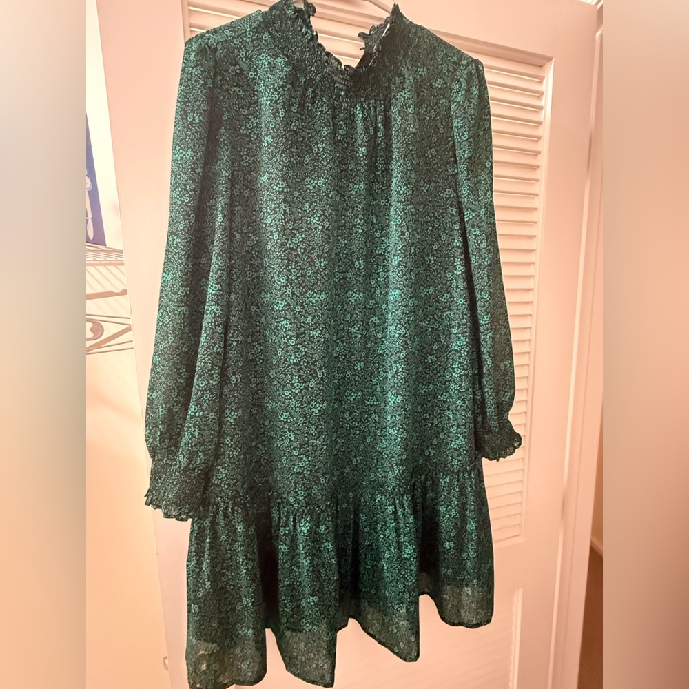 J. Crew Emerald Patterned Dress